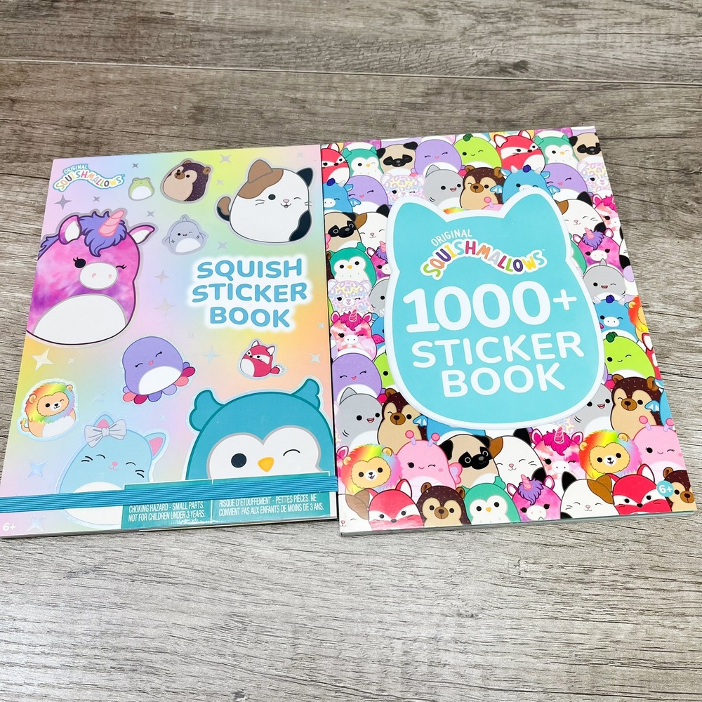 Squishmallows Sticker Book Lot of 2 Puffy Stickers 1000+ Stickers Activity Books